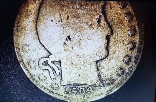 1909 P   U.S. Barber Head Quarter - CIRCULATED. 90% SILVER/10% COPPER.