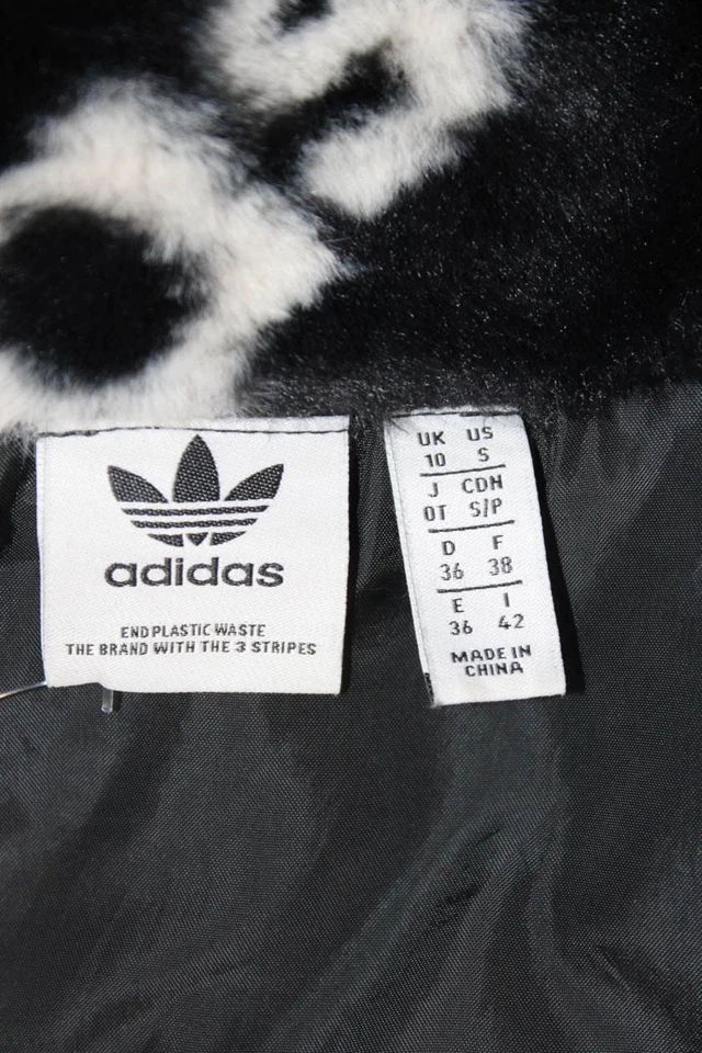 Adidas Women Bomber Jacket Black High Neck Zip Graphic Print Polyester Size S - Image 4 of 4