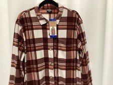 Eddie Bauer Women  s Microfleece Plaid Front Button with Pockets Shirt SZ L New