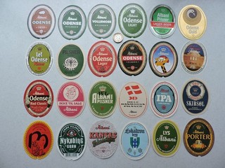 x24 various beer labels from Denmark (Albani Br) paper type used