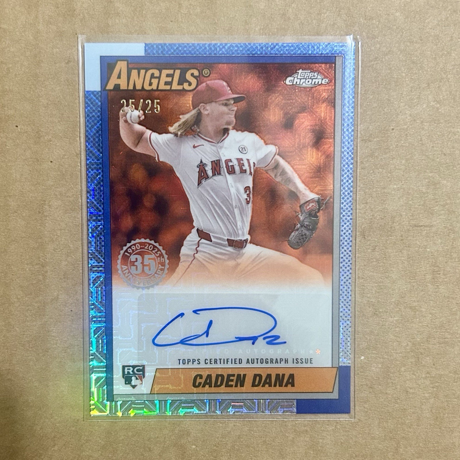 2025 Topps Series 2 Caden Dana RC Silver Pack 1990 Orange Refractor Auto 25/25