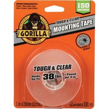 Gorilla 1 In. x 150 In. Tough  Clear Double-Sided Mounting Tape 38 Lb.
