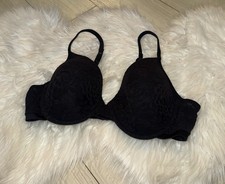 Vintage Warners 1377 Lace Dressing T-Shirt Bra Lightly Lined UW Womens 38B Black