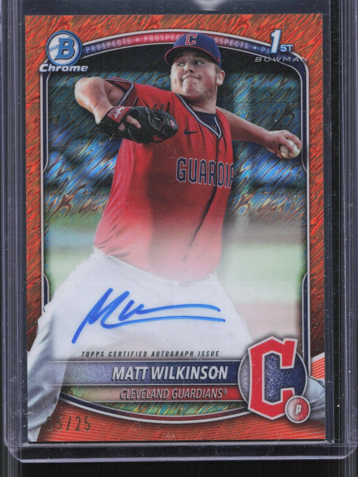 2025 Bowman Chrome Matt Wilkinson CPA-MW Orange Shimmer Refractor Auto /25