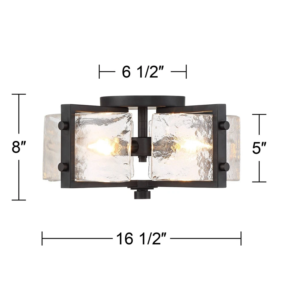 Lámpara de techo moderna Adri montaje empotrado 16 1/2" pantalla de vidrio negra de 4 luces Foto 4 de 4