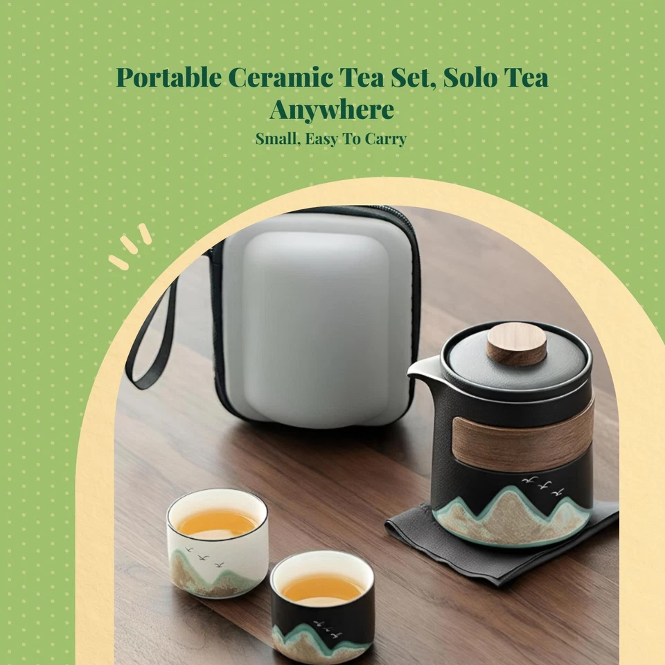 Portable Ceramic Travel Tea Set, Kung Fu Teapot, Infuser Mug - Image 2 of 4