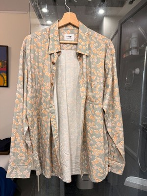 Men's NN07 No Nationality Casual Floral Shirt Sz M Green, Lyocell/Cotton