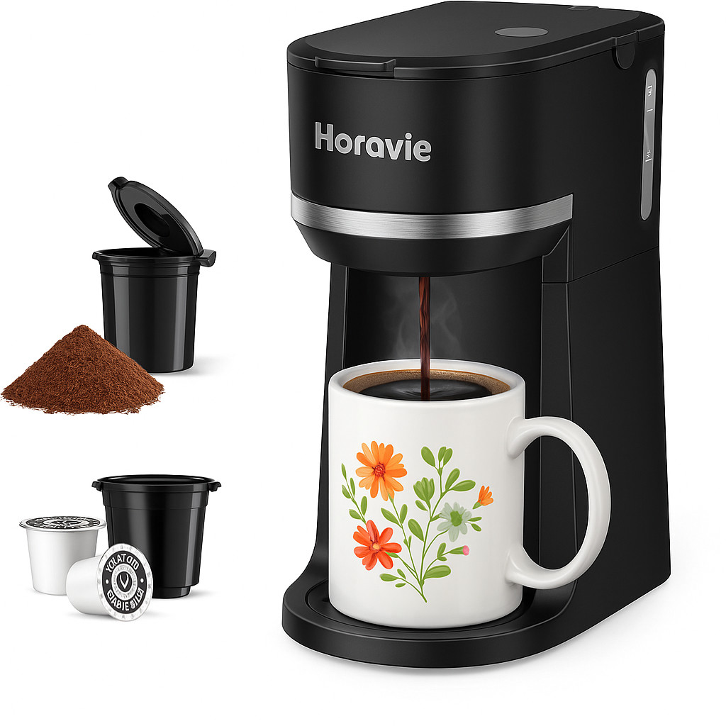 &ndash;k-pod & Ground Coffee Compatible &ndash; 6&ndash;12oz Brew Black