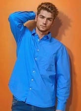 Arrow Slim Fit Long Sleeve Button Up Shirt Royal Blue Mens L 16 32-33 - 46x28