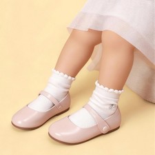 Girls Toddlers Kids Mary Jane Dress Shoes Ballet Flats Round Toe Wedding Flats