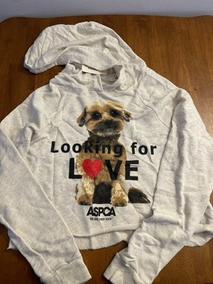 Forever 21 Women's Oatmeal Pullover Hoodie ASPCA Dog Logo Sweatshirt M