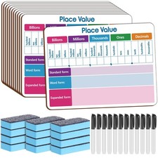 12 Set Dry Erase Place Value Whiteboard with Markers and Eraser, 9 x 12 Inch ...
