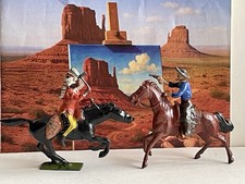 Britains Lead Toy Soldier Cowboy and Indian on Horseback