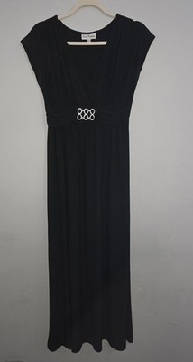 Olivia Matthews Maxi Formal Black Dress With Silver Rhinestones Size 8