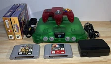 Nintendo 64 N64 Jungle Green Console OEM Bundle W/ Watermelon Controller W/games
