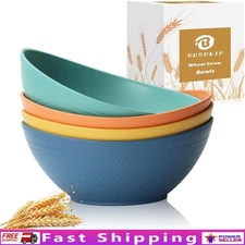 Large Wheat Straw Bowls Set Unbreakable Microwave Safe Mixing Serving Bowls New