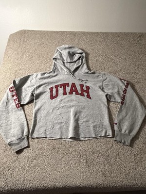 Utah Utes Hoodie Sweatshirt Womens Small Gray NCAA College Champion Cropped