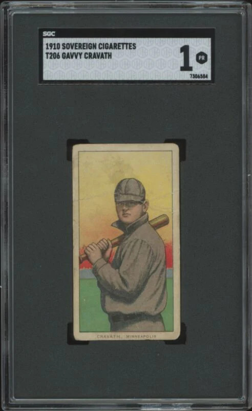 1909 T206 GAVVY CRAVATH POOR SOVEREIGN 350 SGC 1 BASEBALL MINNEAPOLIS MILLERS