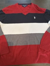 U.S. Polo Assn. Men  s Striped V-Neck Sweater