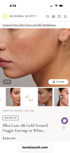 Kendra Scott Ellen Luxe 18k Gold Vermeil Huggie Earrings in White Sapphire