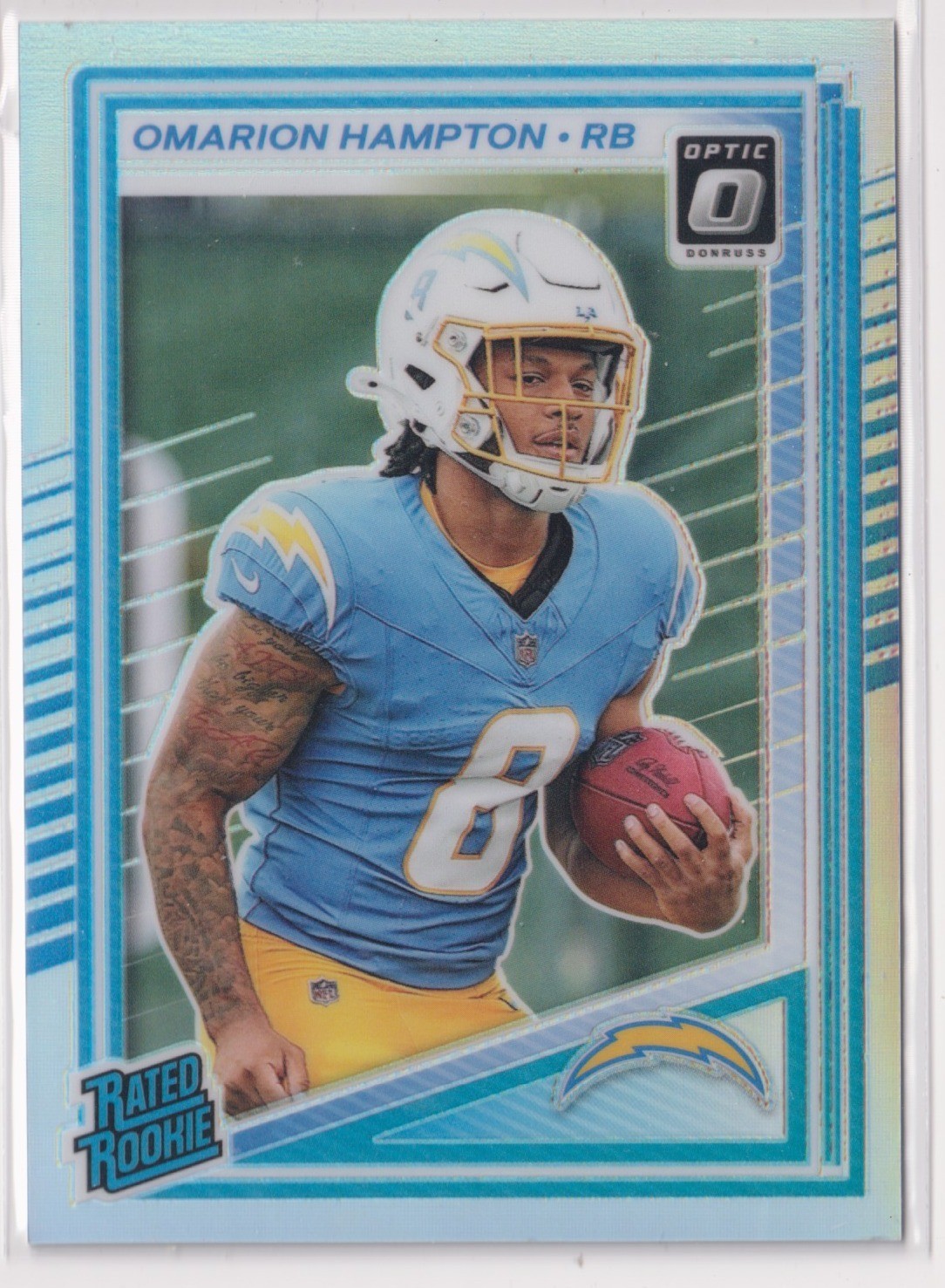 Omarion Hampton 2025 Panini Donruss Optic Silver Holo Prizm Rated Rookie #212