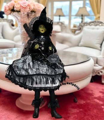 Martha Stewart 25  Green Face Halloween Witch Dress W/Broom Posable Sitting Doll