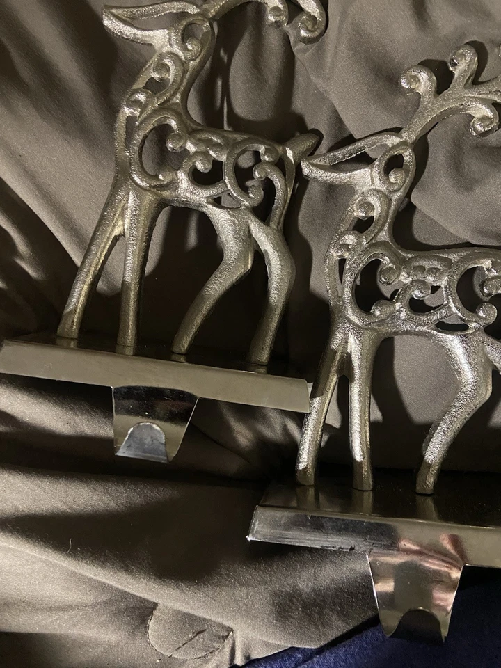 Lote 2 perchas y base ponderada vintage de ciervo de Navidad Foto 3 de 4