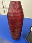 Vintage 15" Murano Ruby Red Honeycomb Glass Vase RARE MCM Art Glass