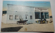 Rare Antique 1917 Medicine Bow, WY Post Card E.H. Parkison General Store Block