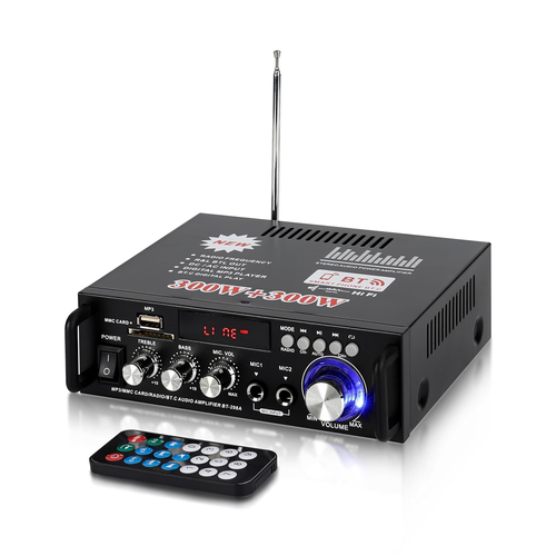 HiFi Mini Amplificatore Stereo Bluetooth 400W 2 Canali Con Radio FM, USB/SD, Telecomando - Per Casa E Auto - 2