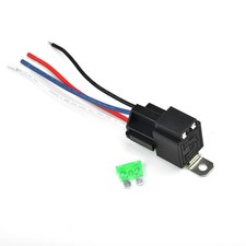 High Quality 12V Relay-4 Pin With Socket Base/Wires/Fuse-Included 30A Amp SPST