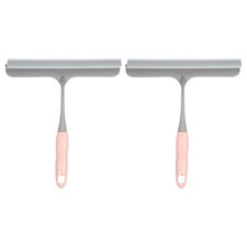 2pcs Shower Squeegee 8.8 Inch Cleaner Tool with Hole for Glass Window, Pink