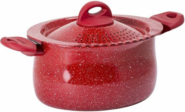 Pentole e tegami rossi in alluminio