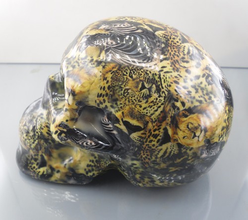6.7" yellow Ceramic thermal traner printing realistic skull crystal healing 105 - Picture 2 of 5