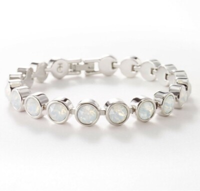 Touchstone Crystal By Swarovski Ice Bracelet in Glazed White Rhodium Plated