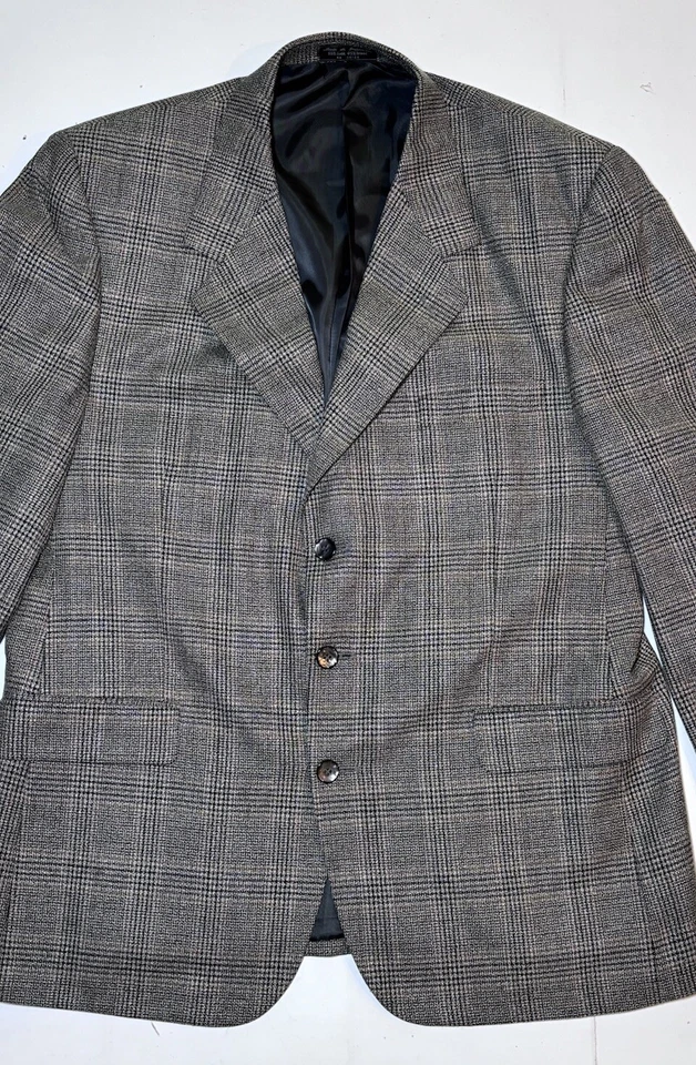 Abrigo Chaqueta Deportiva Jeffrey Banks Lana Seda 3 Botones Para Hombre Foto 3 de 4