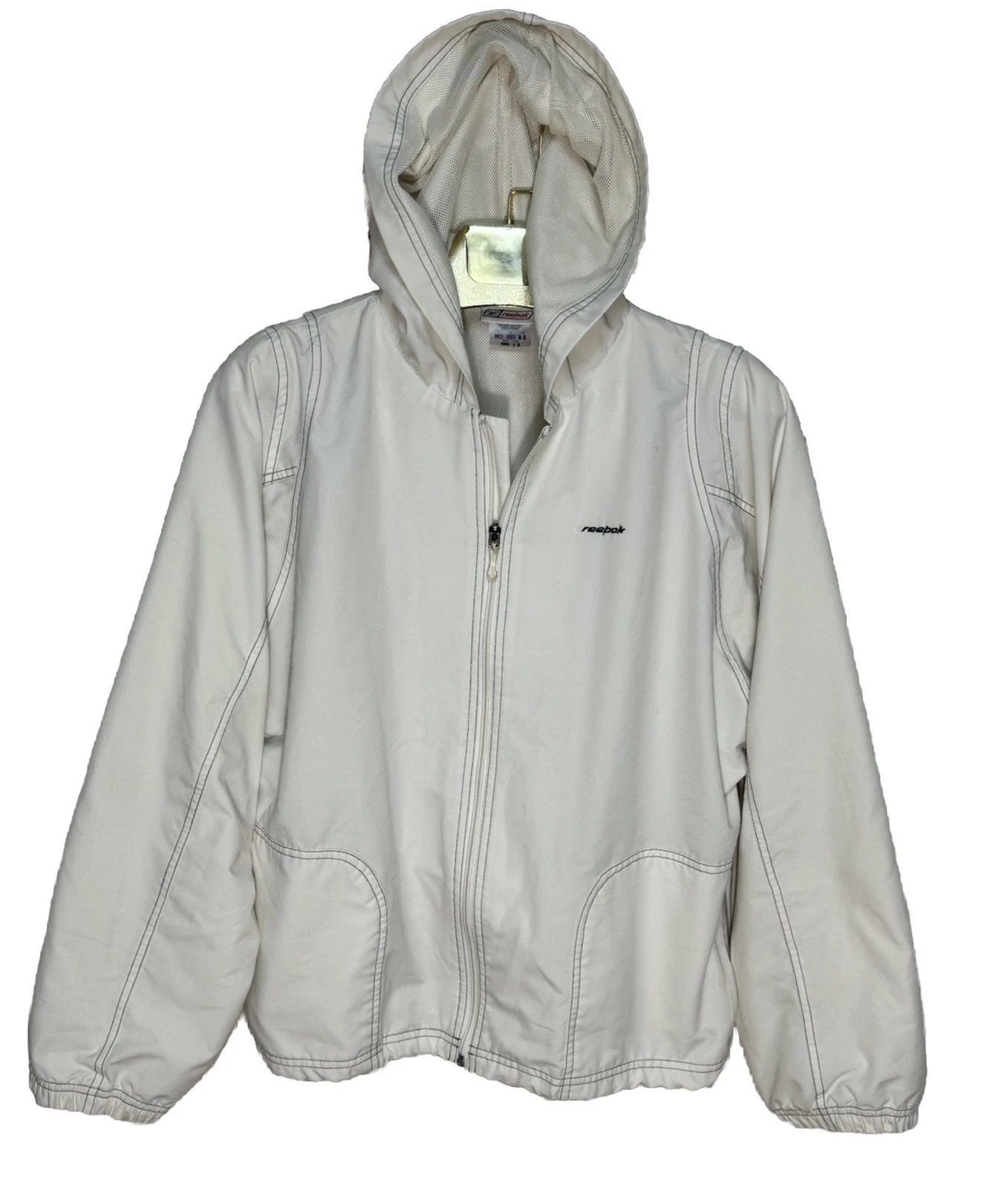 Vintage Windbreaker Jacket Reebok Fullzip White Size Large 90s Sport Bomber