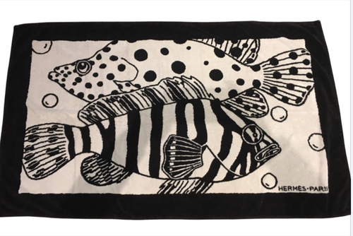 Serviette De Plage HERMÈS En Coton 100% - 150x90 Cm, Multicolore (Occasion Très Bon état)