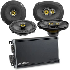 Kicker CSC6934 6x9” and CSC654 6.5 CS Series Coaxial Speakers with Amplifier