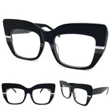 Women's Oversized Retro Style Clear Lens EYE GLASSES Thick Black Optical Frame
