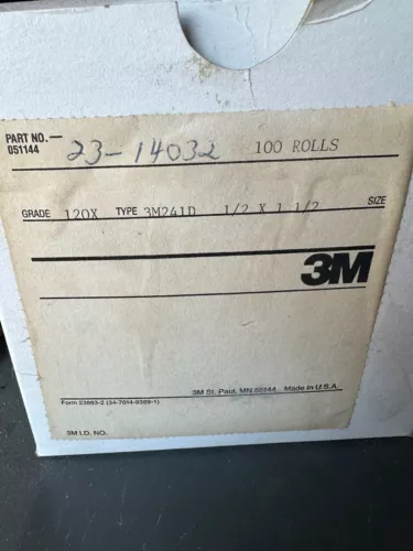 NEW 3M 23-14032 Cloth Belt 241D, P120 X-weight, 1/2 in x 1-1/2 in, LOT OF 100