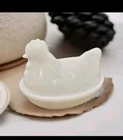 Vintage Milk Glass Opalescent Nesting Hen Candy Dish