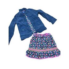 OshKosh Genuine Kids Girl's 2 Pc Floral Print Skirt Corduroy Jacket Outfit Set