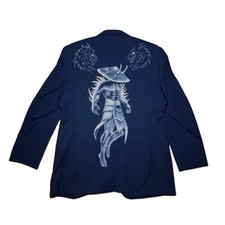 Men's Blue 2Pc Customized Western Cowboy Men Floral Embroidered Cocktail Outfit