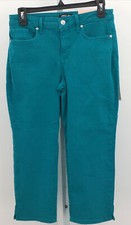 NYDJ Curves 360 Women's Slim Straight Crop Jeans Cabana Green 2 NWT- AB7 -9