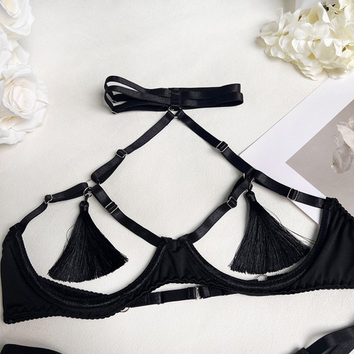 Sexy Damen Dessous Spitze Babydoll BH Tanga Set Unterwäsche Nachtwäsche - Bild 23 von 27