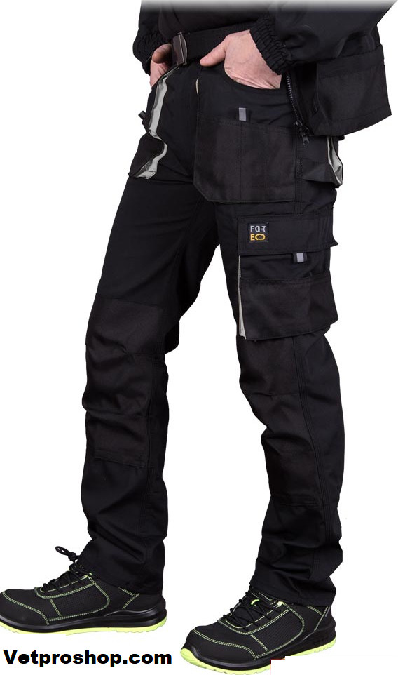 Pantalon de travail cargo noir poches genouillères sécurité G