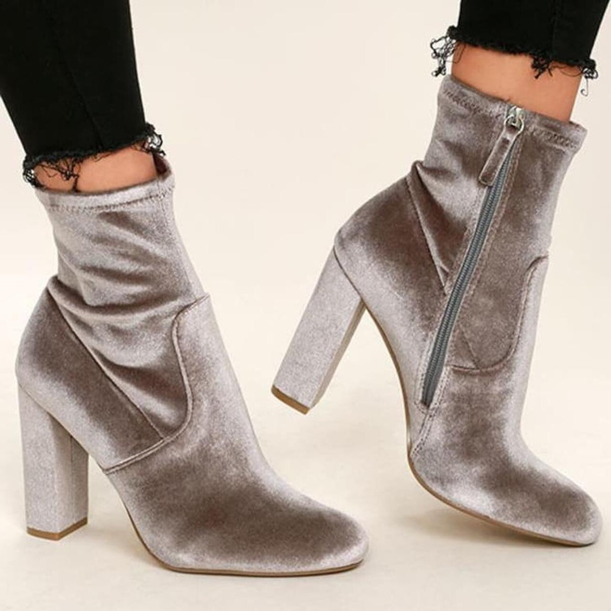 Steve Madden Edit Grey Velvet Mid-Calf Boots