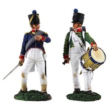W Britain French Infantry Command Set - French Infantry Drummer and Line Officer