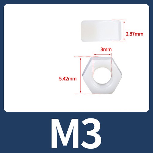 Tuercas completas hexagonales de plástico tuerca de nailon métrica aislada M2 M3 M4 M5 M6 M8 a M20 - Imagen 9 de 36